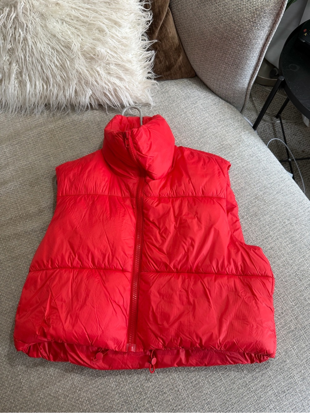 Cropped Red Puffer Vest